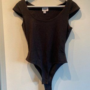 Unique Vintage 1950s Black Scoop Neck Bodysuit